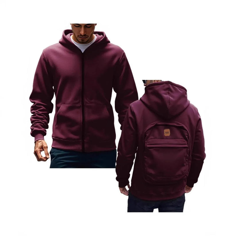 Men's Loose-Fit Hoodie Back Schoolbag Sweater Cardigan in Polyester Blend with Stick Pocket Light Grey Black Sapphire Blue Dark Blue Burgundy Khaki Dark Grey S to XXXL Asian Sizes