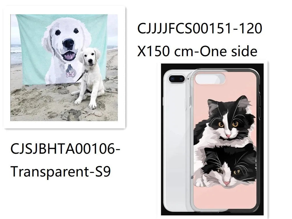 Custom flannel blanket with personalised design beside matching transparent TPU phone case
