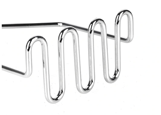 Stainless steel potato ricer masher, 25cm long with 9.5cm wide head, weighs 82g for efficient vegetable mashing
