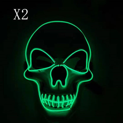 A bone-chilling LED-illuminated skull Halloween mask with adjustable lighting modes for spooky holiday fun