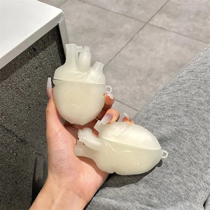 3D Heart Design Silicone Case for AirPods Pro/3 in Wine Red and Ivory White