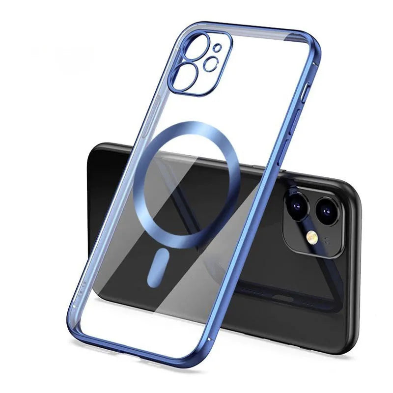 Electroplated protective cover for magnetic phone cases in black, blue, gold, purple and silver colours