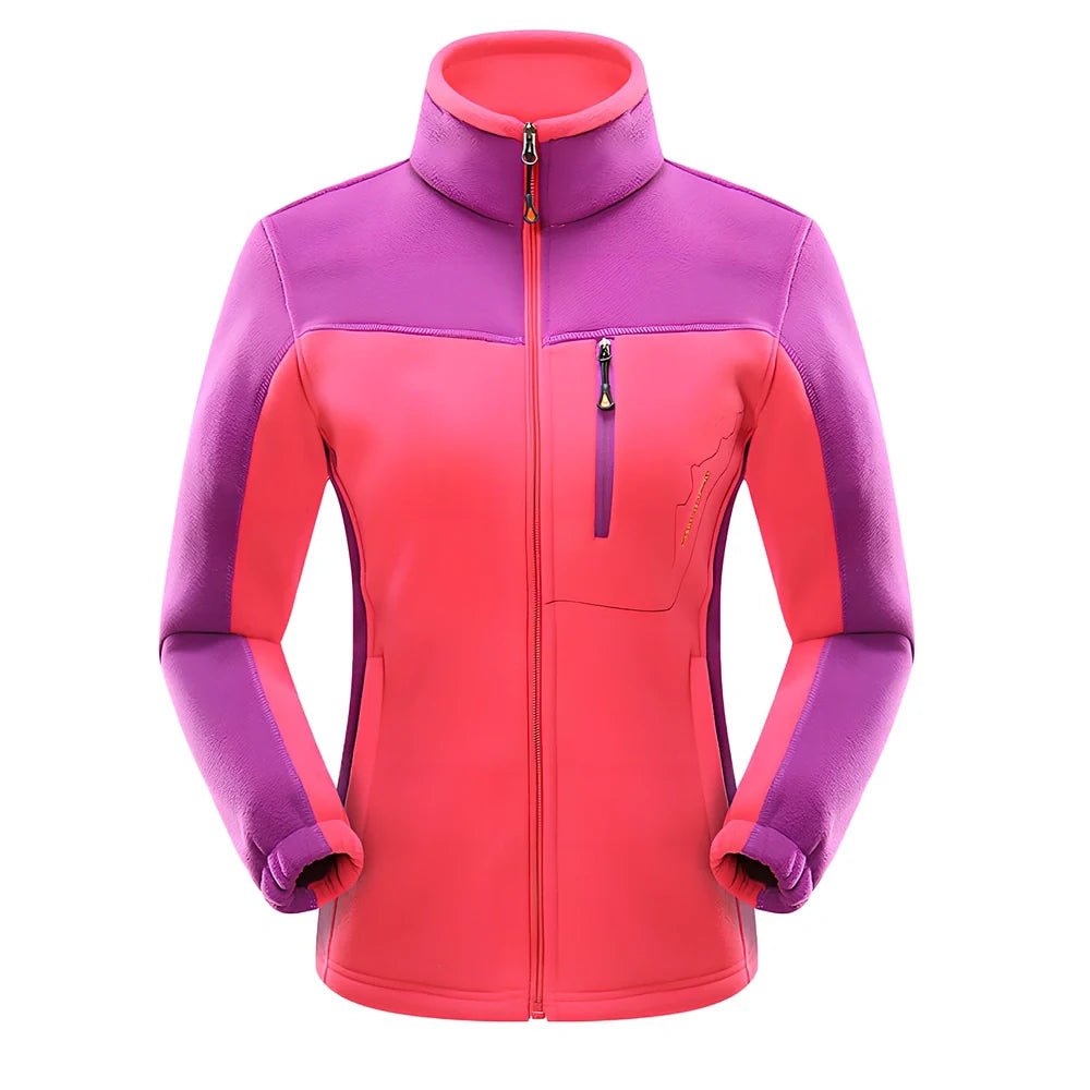 Contrasting polar fleece couple cardigan in deep blue male with colour blocks, size XL, 100% fleece for winter warmth