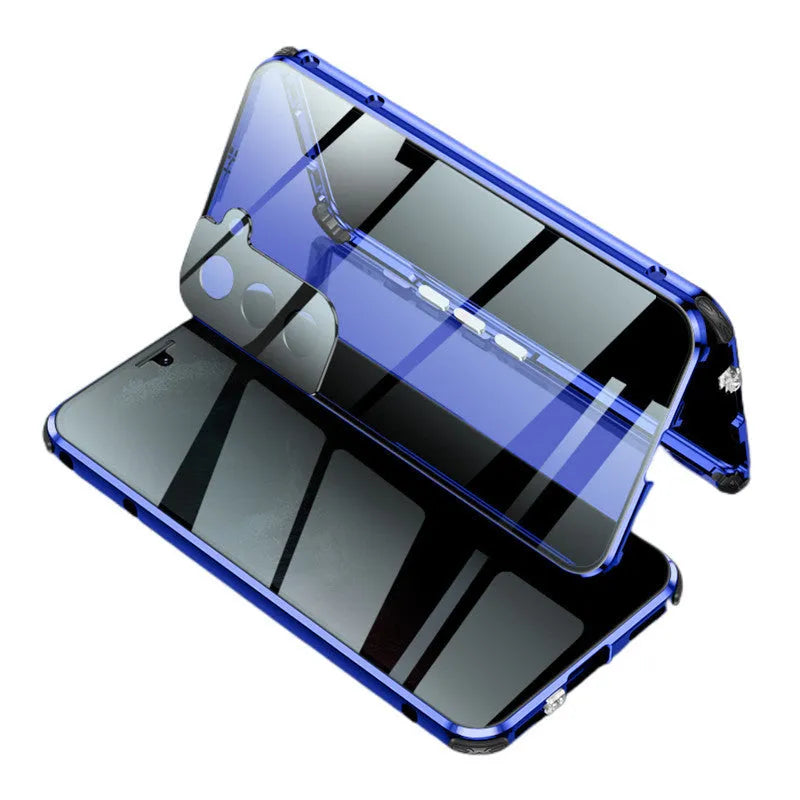 Anti-peeping magnetic clamshell phone case for Samsung Galaxy phones in multiple colours