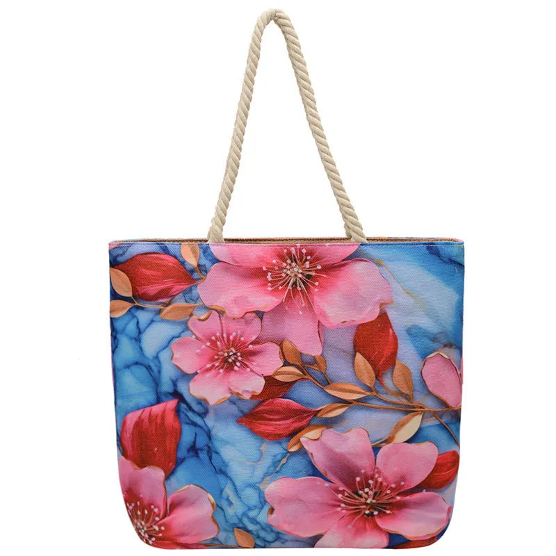 Cotton linen canvas shoulder bag with adjustable string straps and urban simplicity design