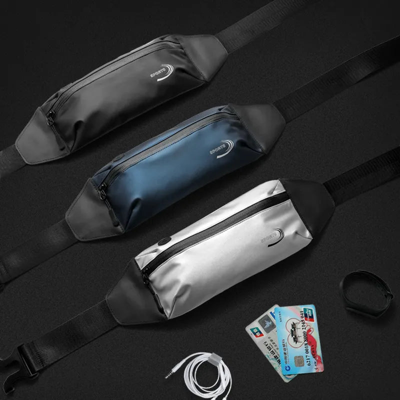 Men's solid colour waterproof waist bag in Derm Oxford polyester, 45cm by 10cm by 3cm dimensions