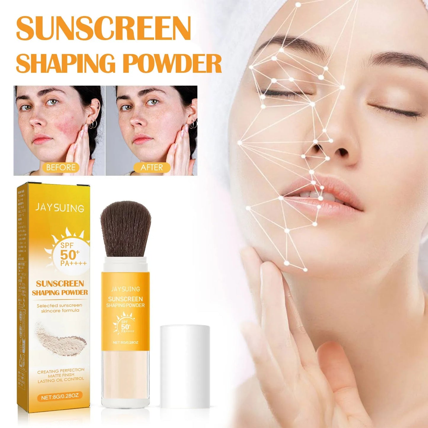 8g container of translucent loose setting powder for oil control and makeup finish