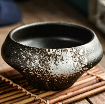 A tall porcelain soup bowl with a Japanese-inspired underglaze pattern, suitable for noodles and microwave use.