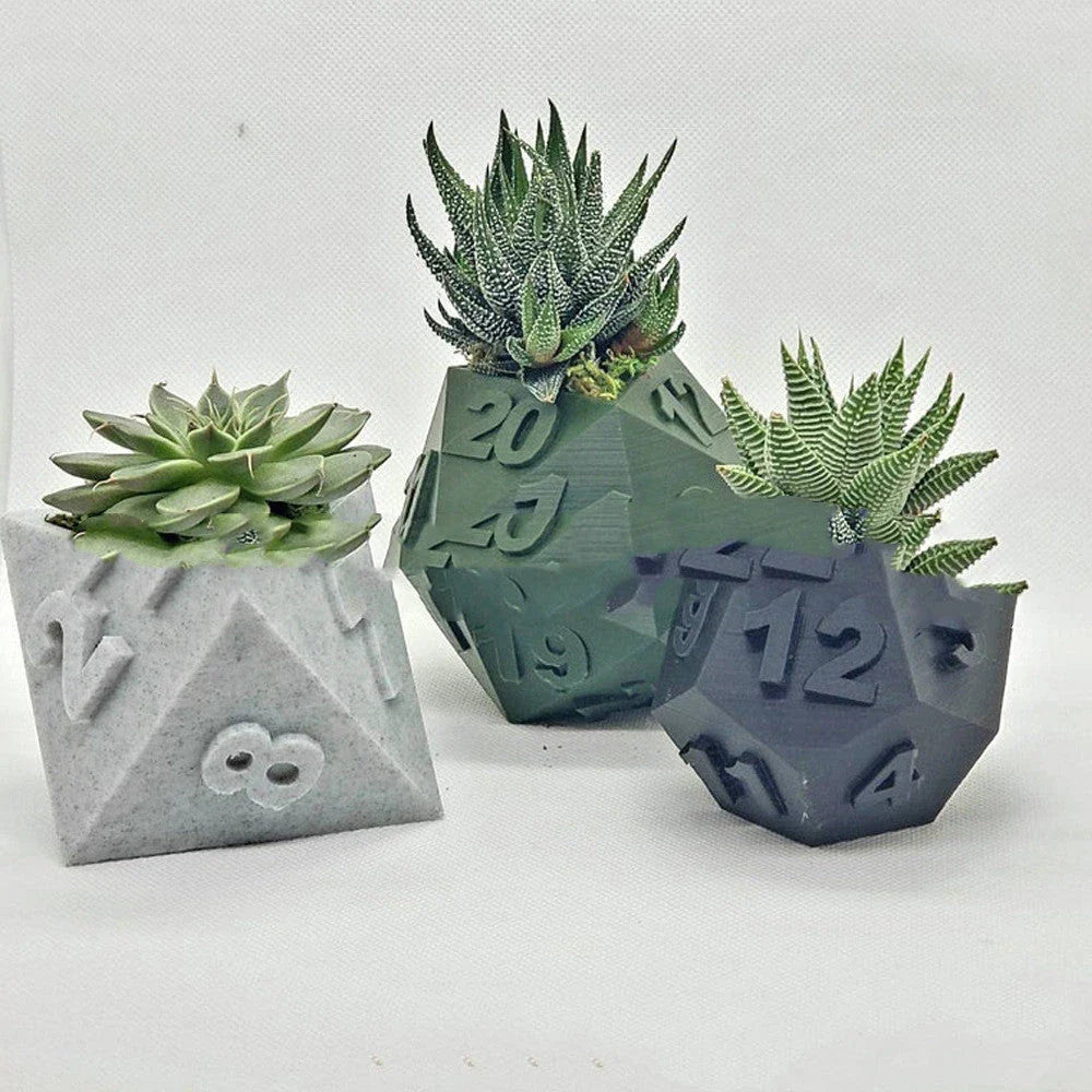 3D printed planter pot with geometric design, suitable for succulents, herbs, or home decor
