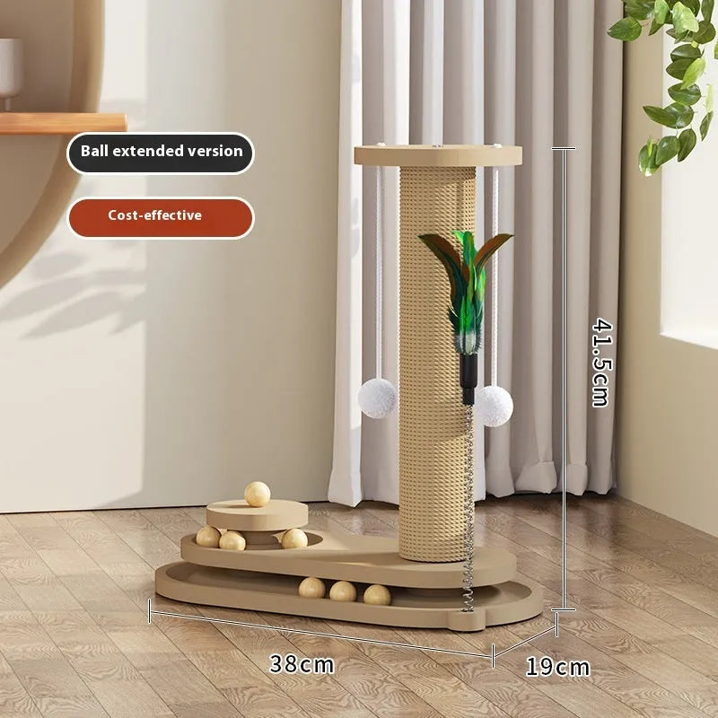 Solid wood cat scratching post with turntable base, 50cm tall with 30cm diameter