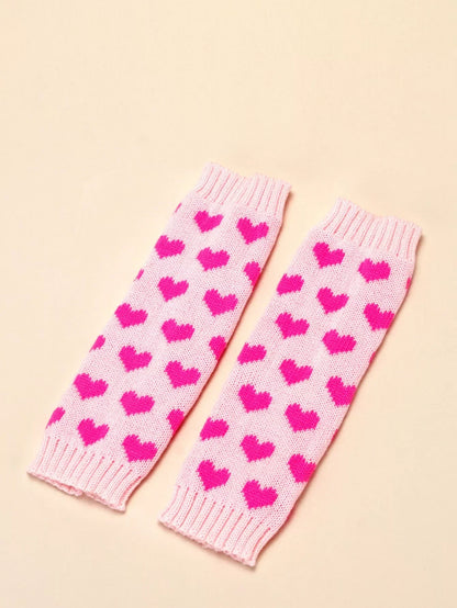 Knitted Love Foot Sock in black and pink with mid-calf length and love pattern