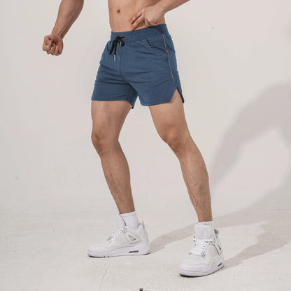 Men's straight-fit polyester sports casual shorts in multiple colours