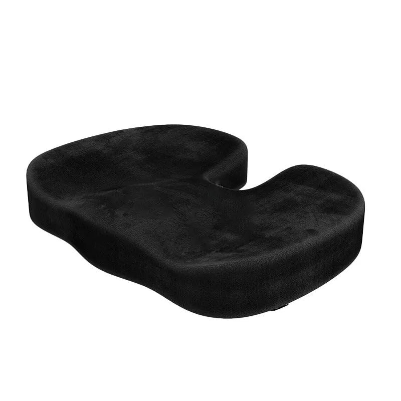 Black U-shaped memory foam seat cushion for office chair or car seat support