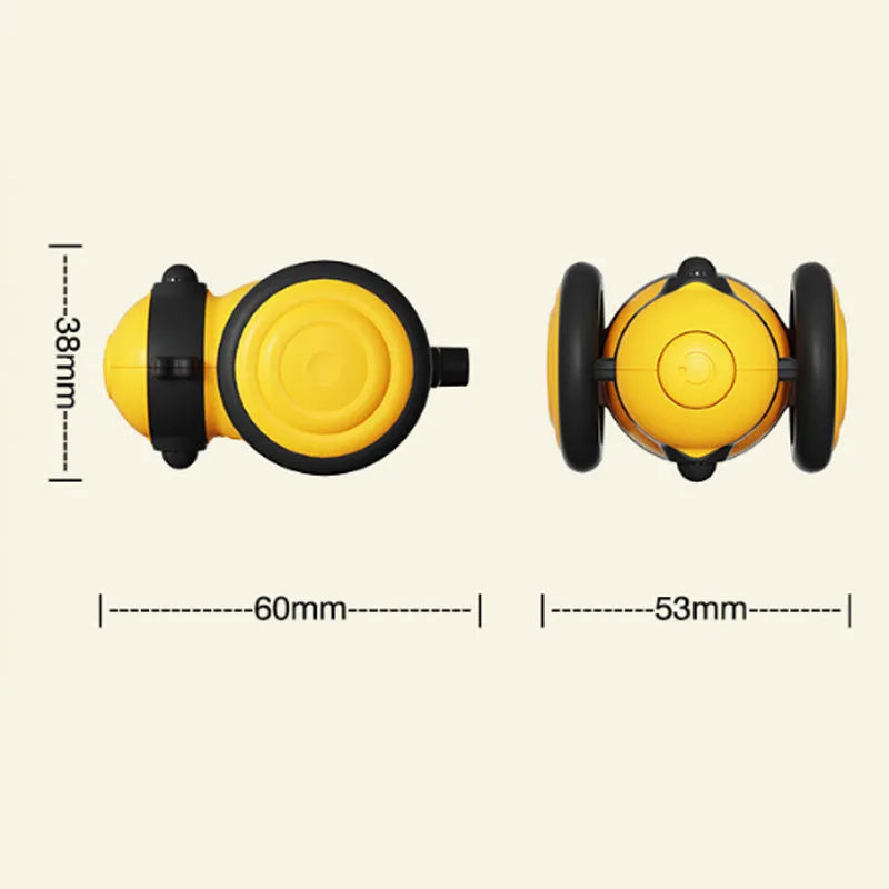 Electric cat car toy with interactive random moving stick and feather teaser, automatic bee-shaped running kitten pet toy with touch activation and 3-minute auto shutdown