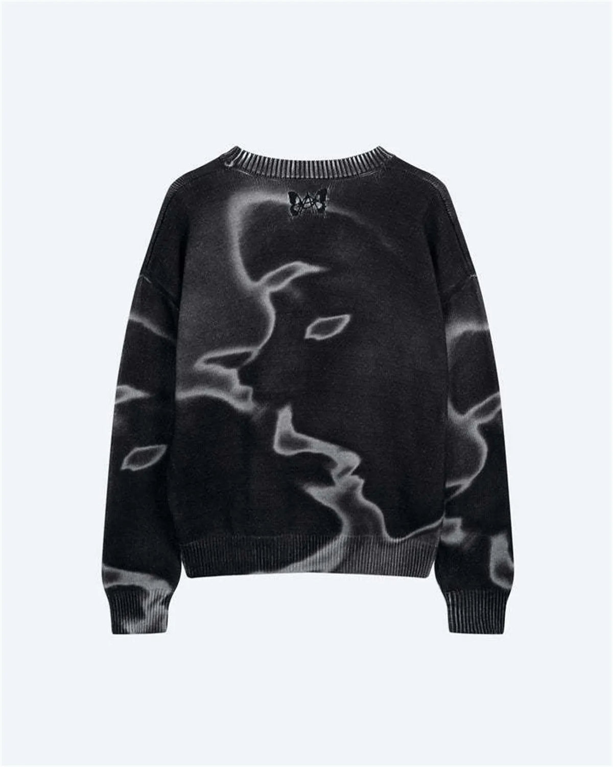 Printed polyester sweater in Black, Blue, or Rose Red, sizes XS to 3XL, long sleeve casual pullover