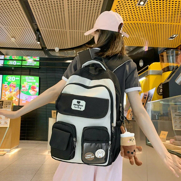 Stylish preppy backpack for women with large capacity and multiple pockets