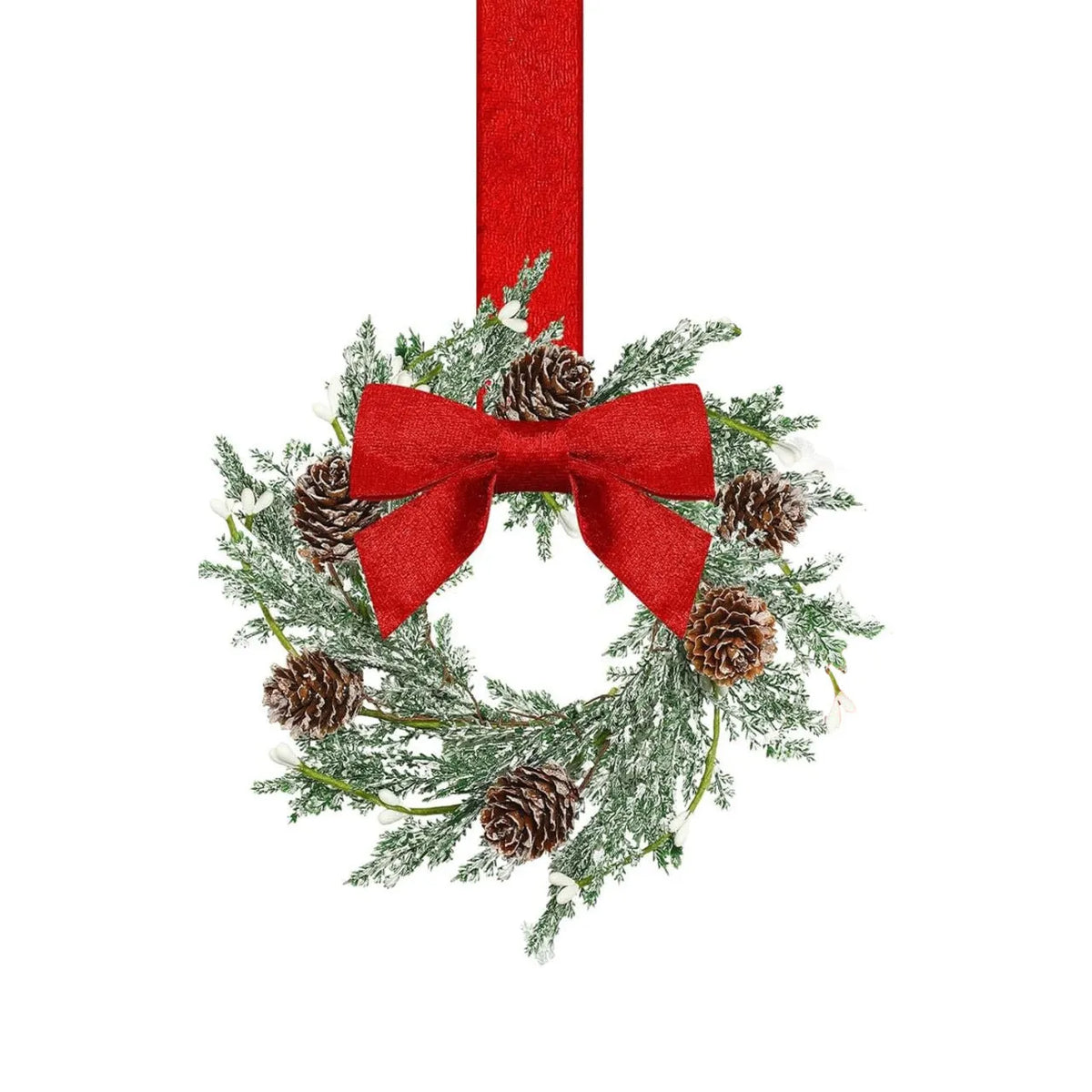 Handmade plastic Christmas garland with bowknot ribbon design, available in seven colour and motif options