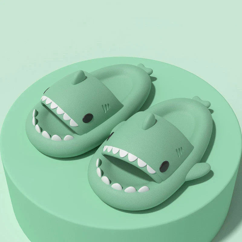 Cozy cartoon shark-themed slippers with anti-slip sole for indoor and outdoor wear