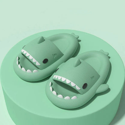 Cozy cartoon shark-themed slippers with anti-slip sole for indoor and outdoor wear