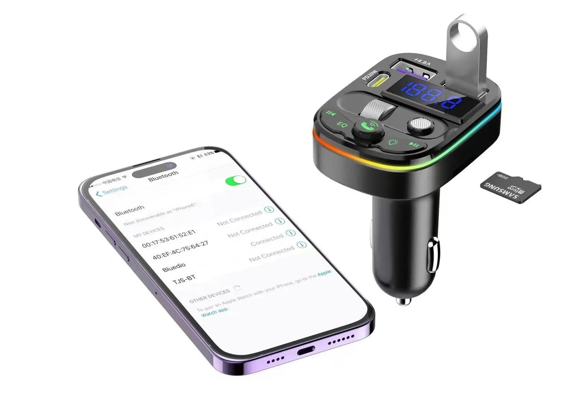 On-board Bluetooth receiver for cars with USB interface and current voltage display
