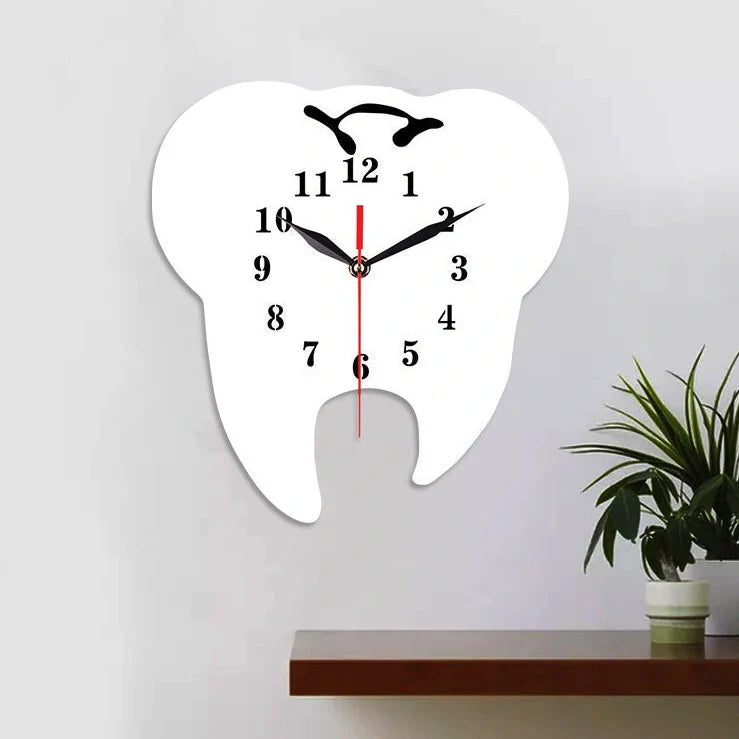 Rectangular acrylic tooth shape wall clock with mirror surface in modern Chinese design
