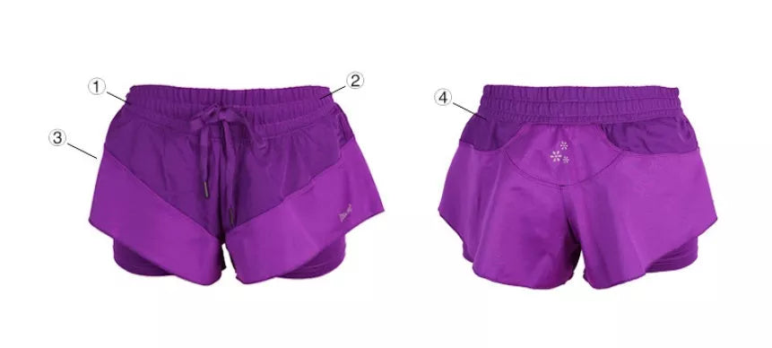Quick-drying nylon athletic shorts in purple, available in sizes S to XL