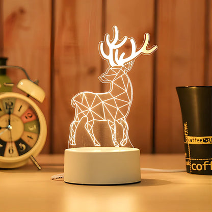 Creative USB bedside night light with acrylic castle scene, 20x17.5cm size, touch control for three light modes