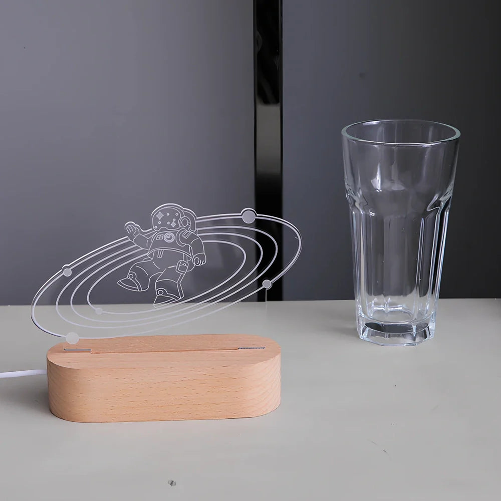 Custom Spotify Note Night Light with wood base, acrylic panel, and USB cable for personalised home decor