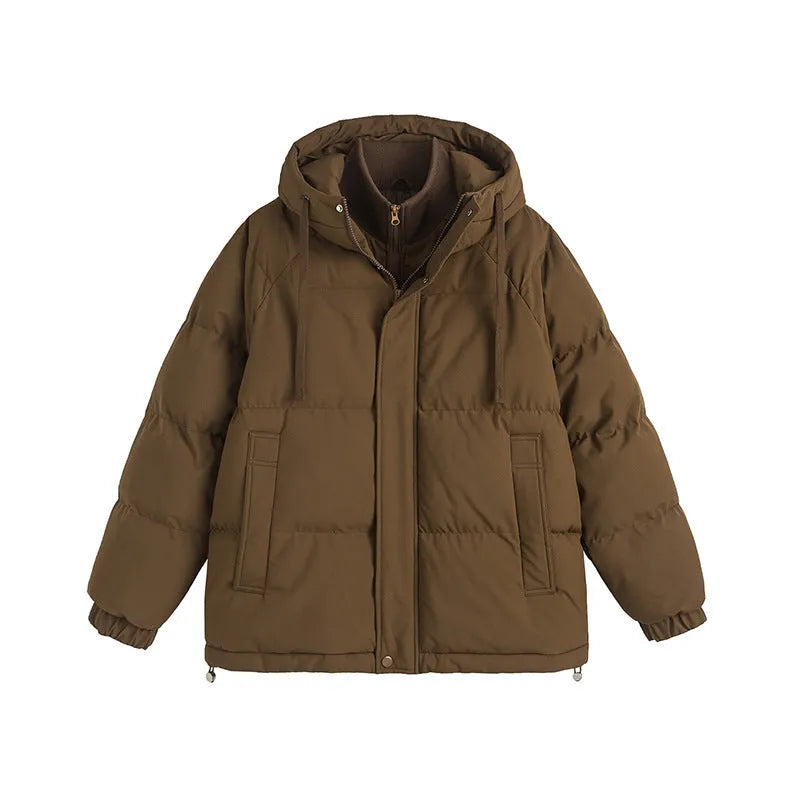 Winter cotton-padded coat in loose fit with side pockets, available in six colours including mustard yellow and light blue