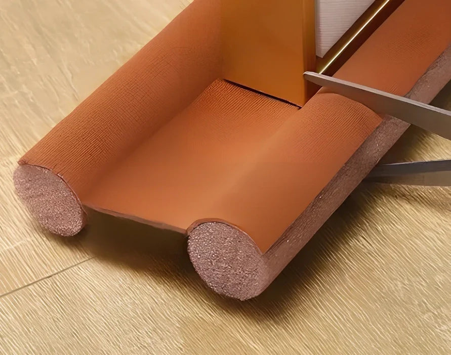 White flexible door bottom sealing strip measuring 21x15x6.5cm for noise reduction