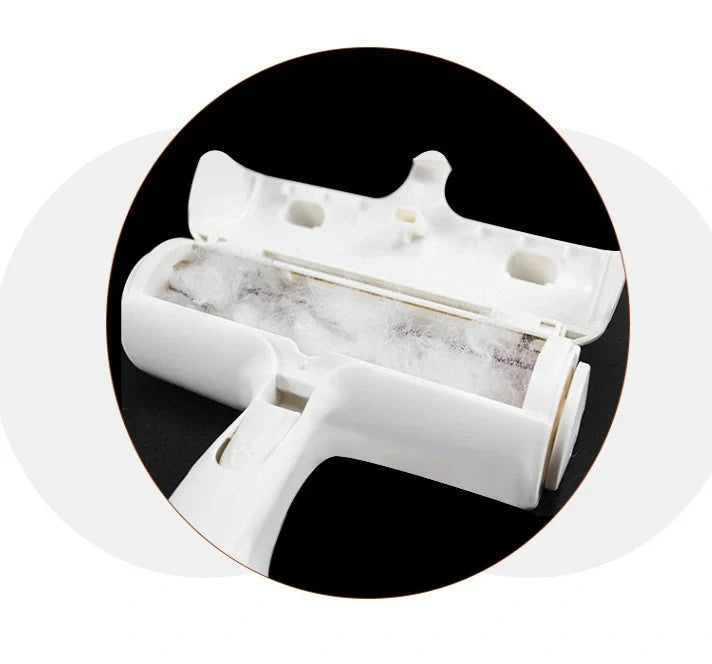 ABS pet hair remover tool in red and blue for efficient cleaning of furniture and carpets