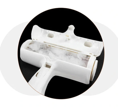 ABS pet hair remover tool in red and blue for efficient cleaning of furniture and carpets