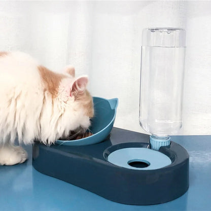 Two-in-One Pet Bowl with Automatic Water Dispenser in various colors