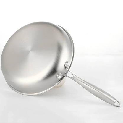 26cm stainless steel frying pan with polished finish and stainless steel handle
