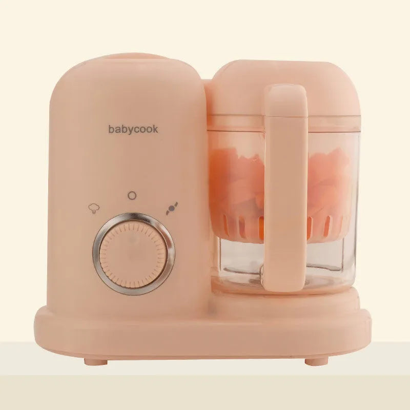 Baby food processor with steamer and blender functions in green colour