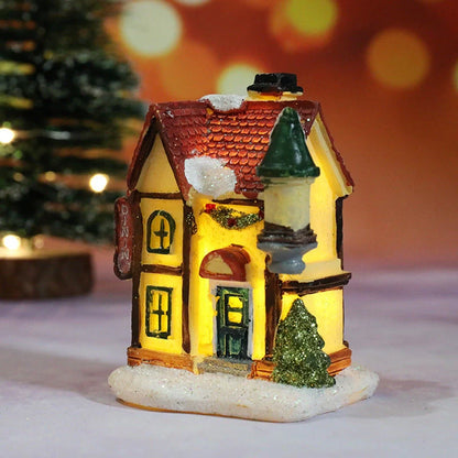 Christmas Micro Landscape Resin House Ornament with detailed festive design