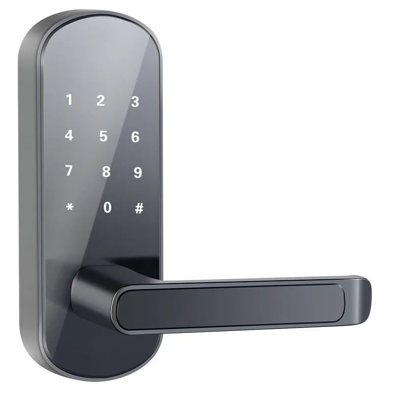 Smart biometric fingerprint door lock in black or silver finish with optional WiFi gateway connectivity