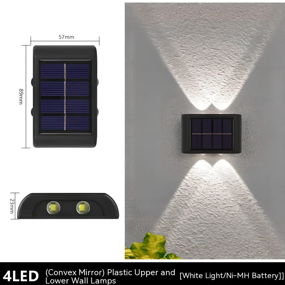 Flower-shaped solar wall lamp with 4 LED bulbs for outdoor garden lighting