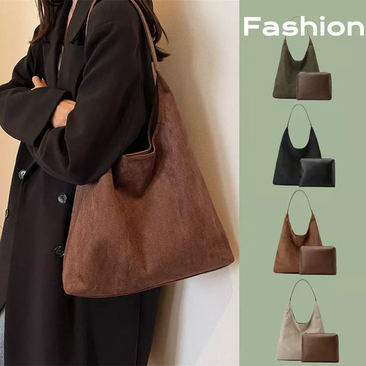 Women's one-shoulder underarm bag in suede material, available in multiple colors
