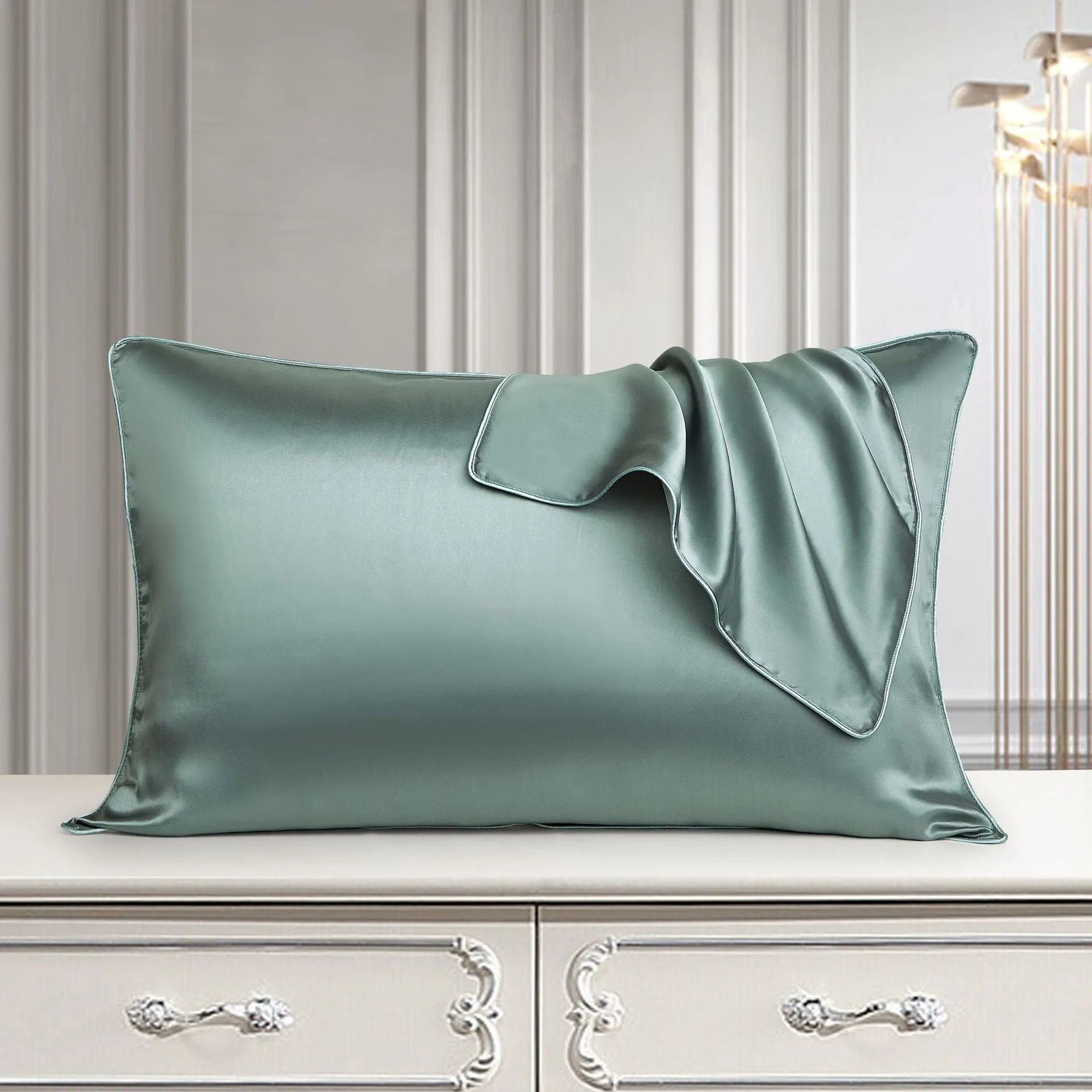 Mulberry silk pillowcase 48x74cm in palace luxury style with inlaid rope weave texture.