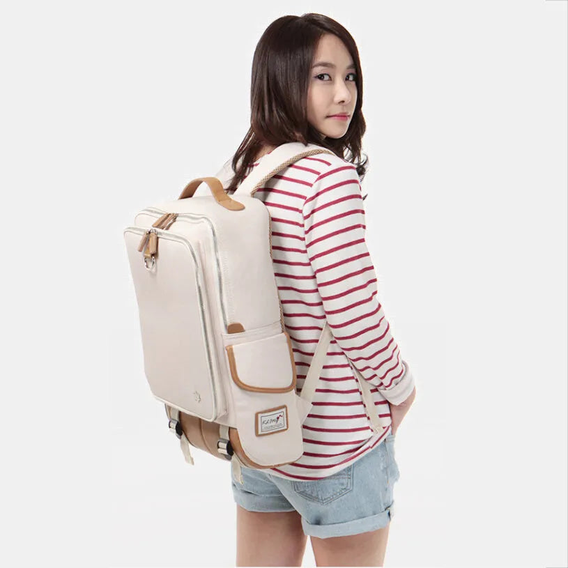Modern large capacity Oxford cloth backpack in grey, showing front view with dimensions 30x16x46cm.