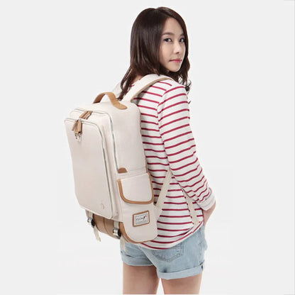 Modern large capacity Oxford cloth backpack in grey, showing front view with dimensions 30x16x46cm.