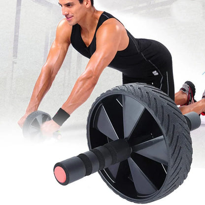 Black abdominal exercise wheel with 29cm steel pipe and 4.5cm wide wheel for core training