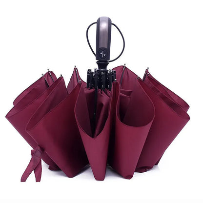 Business No Plus-sized Sun-shade Umbrella open, showing black NC fabric with 10 steel ribs and rubber handle