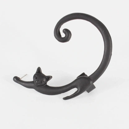 Stylish cat ear cuff earring with punk rock inspired design in black, gold, and silver colors