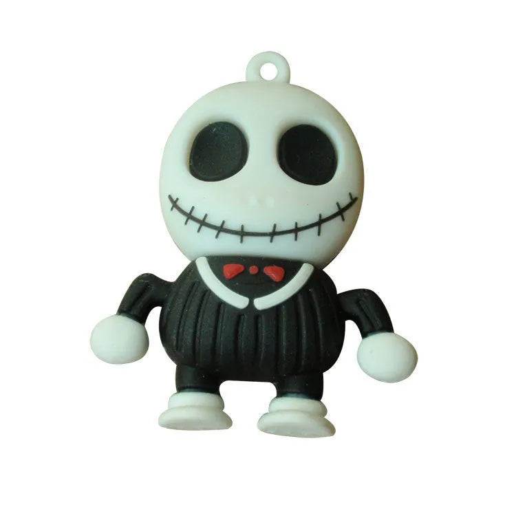 Halloween skeleton skull USB 3.0 flash drive with PVC shell and chain attachment