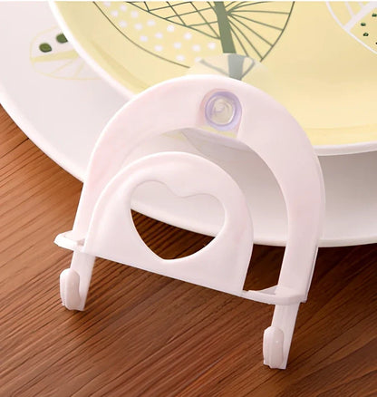 Plastic hook sponge storage rack with suction cup attachment in multiple colour options
