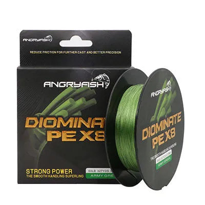 Anti-bite PE braided fishing line 300m spool in black, blue, green, purple, or yellow, wire numbers 0.8 to 8.0.