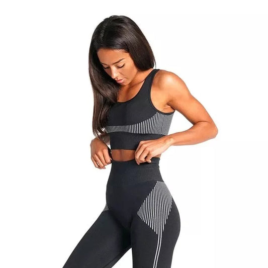 Autumn and winter fitness seamless set in grey, black, and white grey colors