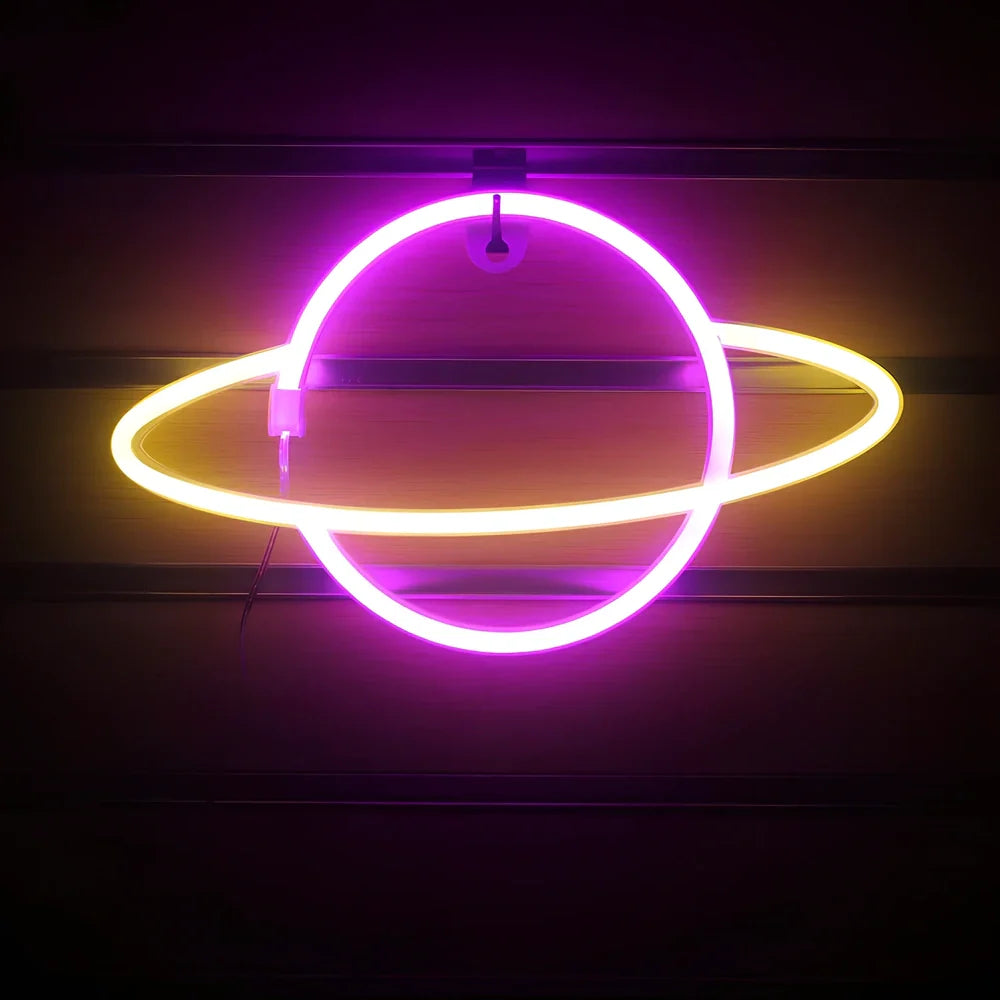 Modern pendant planet LED night light with HIPS shade, 300mm width, for bedroom and study illumination